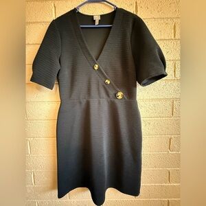 ASOS Black Puff Sleeve Sheath Mini Dress size10